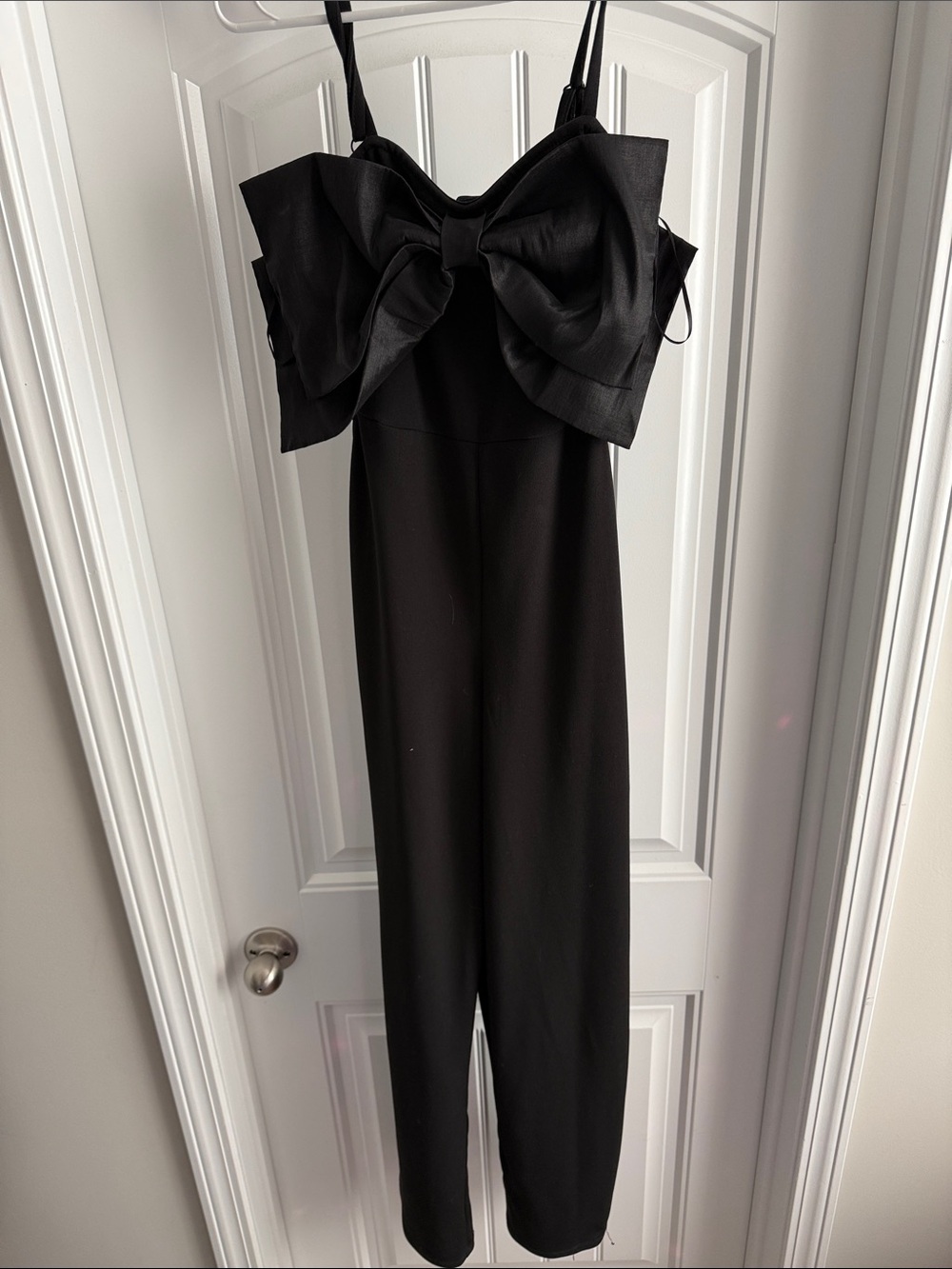 Elegant Black Bow-Front Strap Jumpsuit